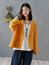 Vintage Loose Solid Color Outwear